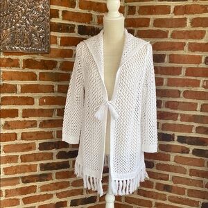 J. Jill White Open-Knit Cardigan